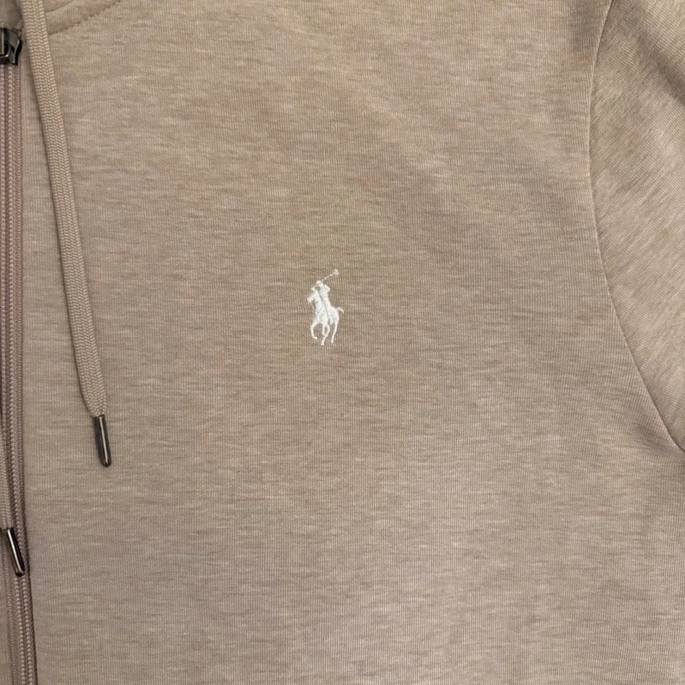 Polo Ralph Lauren Double Knit Full Zip Hoodie Beige Tan Heather Mens Size L